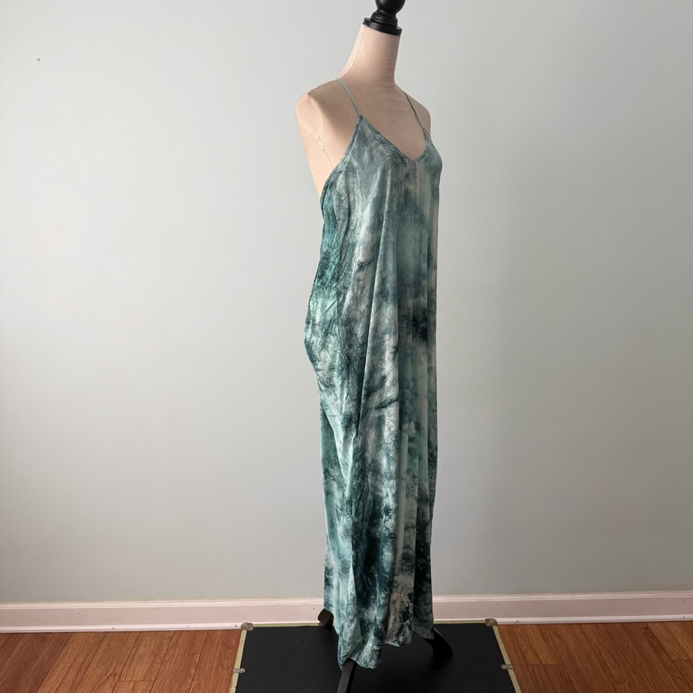 💙🌊 Love Stitch Tie Dye Open Back Maxi Dress M Draped Coastal Boho - Picture 5 of 13